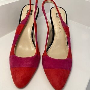 ANNE KLEIN Color Block (orange + fuchsia) Heels